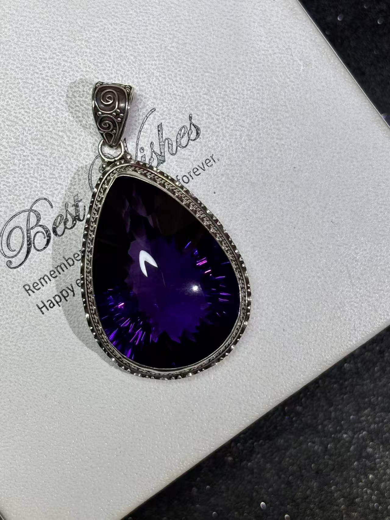 Second image of Premium Handcrafted 925 Sterling Silver Natural Amethyst Pendant