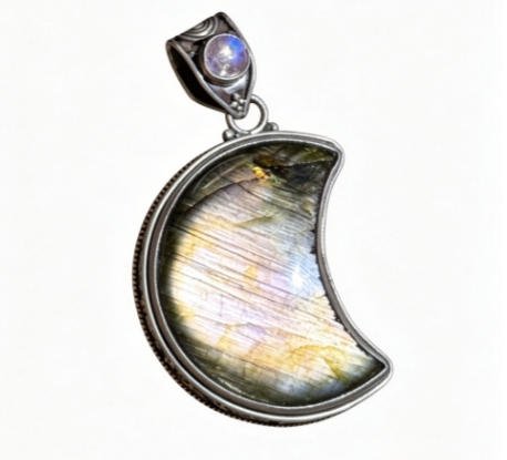 Faceted Rainbow Moonstone Charm