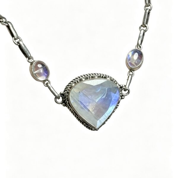 Heart Shape Moonstone Vintage Silver Bracelet