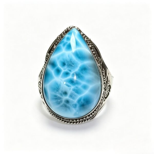 Vintage Design Natural Larimar Ring