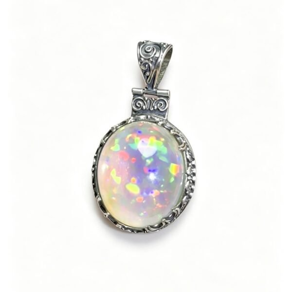 Star Dust Rainbow Opal Vintage Silver Pendant