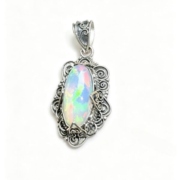 Mystic Spiral Rainbow Opal Vintage Pendant