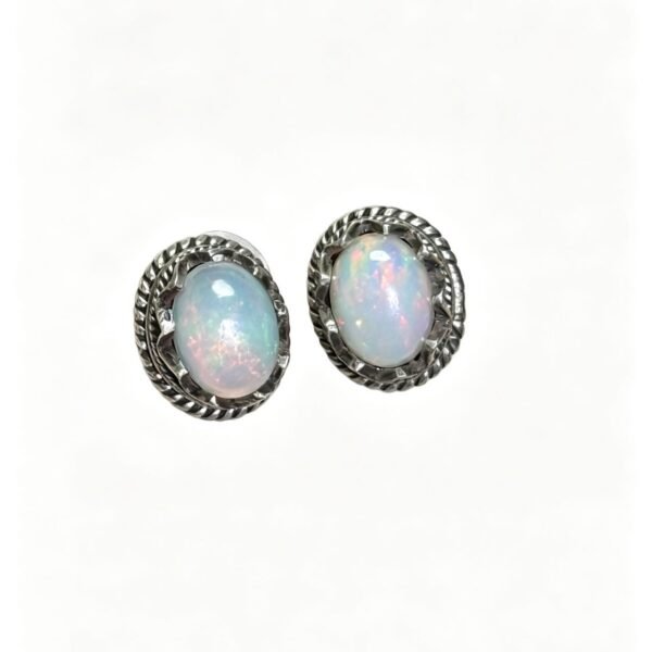 Mystic Frost Opal Vintage Stud Earrings