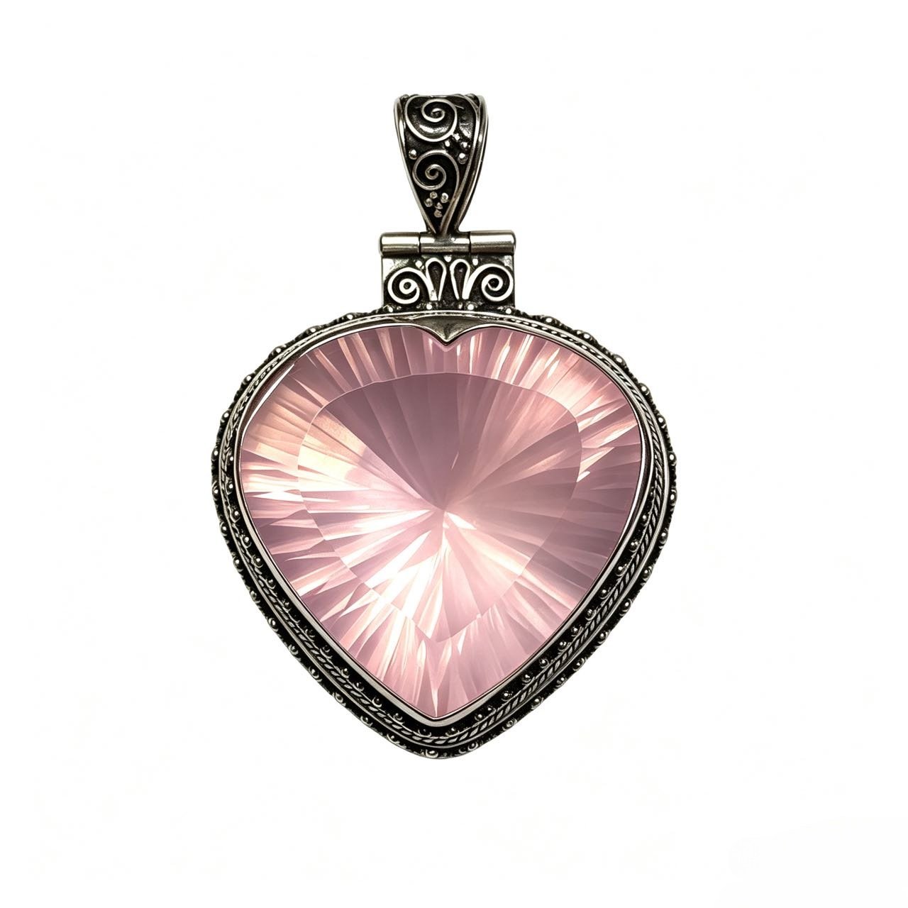 925 Silver Natural Pink Quartz Pendant