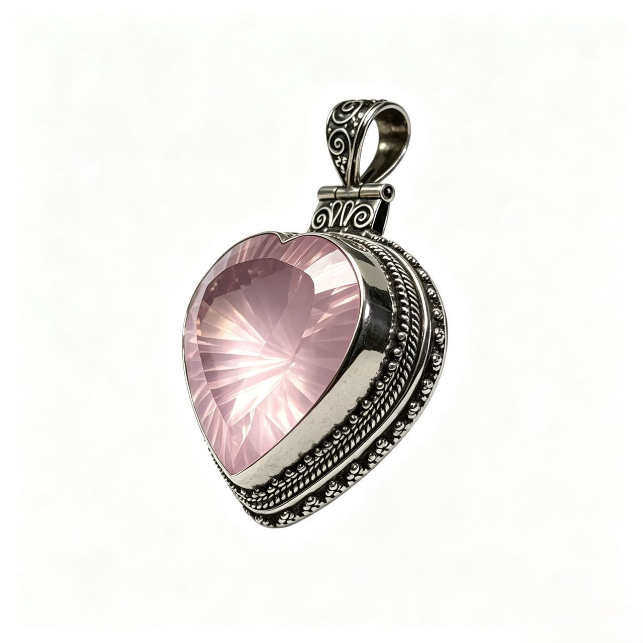 Second image of 925 Silver Natural Pink Quartz Pendant