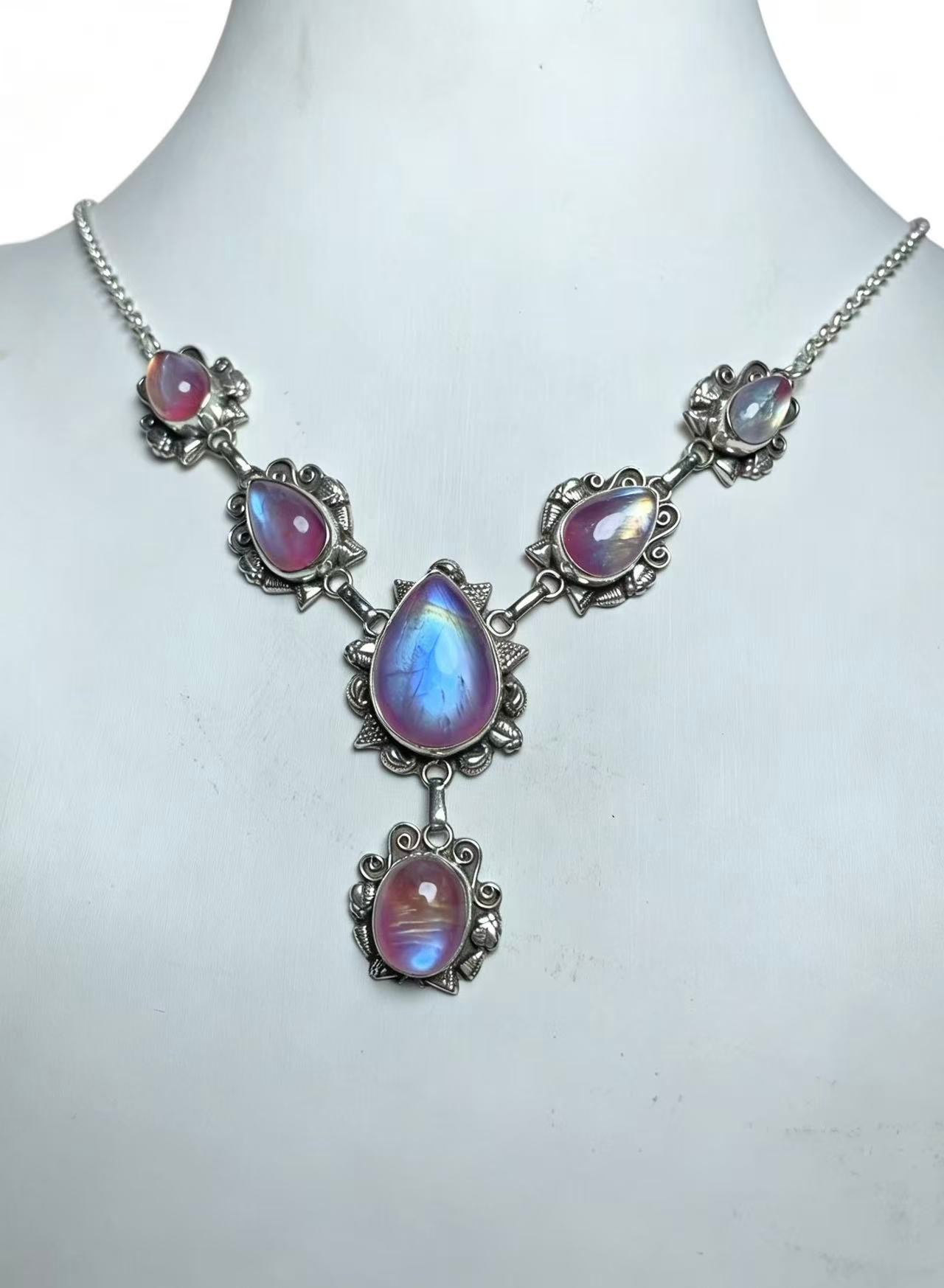 Vintage Pink Moonstone Necklace