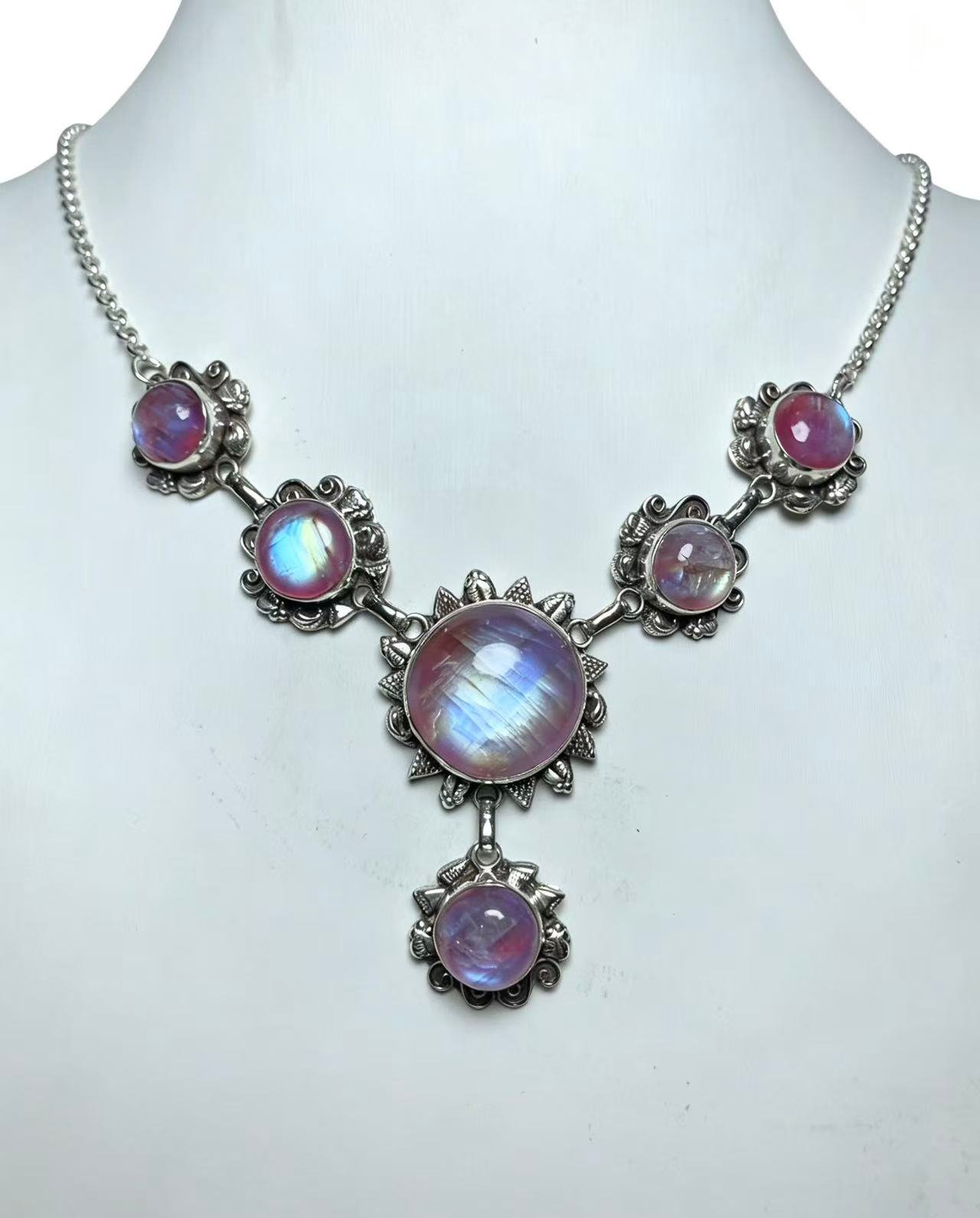 Vintage Pink Moonstone Necklace